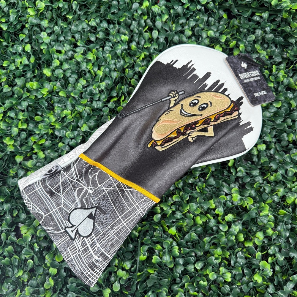 Pins & Aces Philly Cheesesteak Driver Headcover Whiz Wit Golf Club Cover NEW
